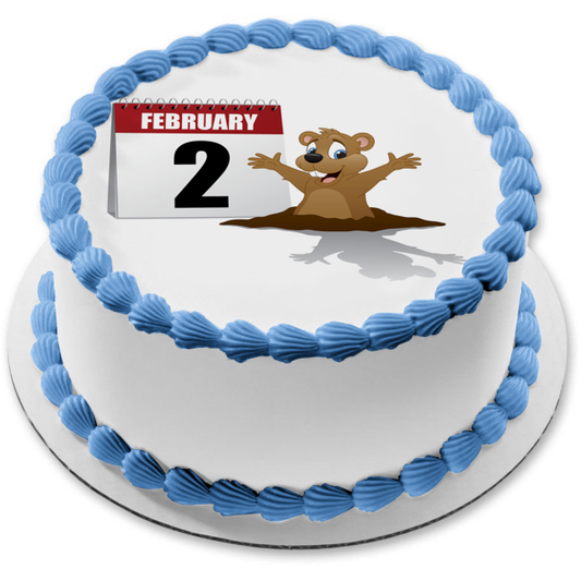 Imagen de decoración comestible para tarta del 2 de febrero del Día de la Marmota ABPID53573 