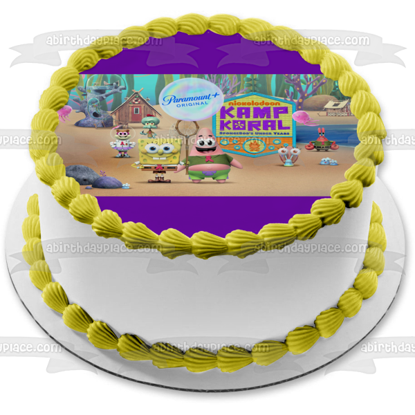 Kamp Koral: Los primeros años de Bob Esponja Sandy Patrick Squidword Mr. Krabs Gary Adorno comestible para tarta Imagen ABPID53867 