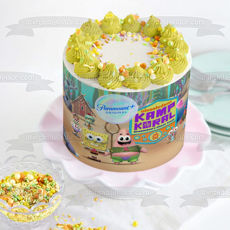 Kamp Koral: Los primeros años de Bob Esponja Sandy Patrick Squidword Mr. Krabs Gary Adorno comestible para tarta Imagen ABPID53867 