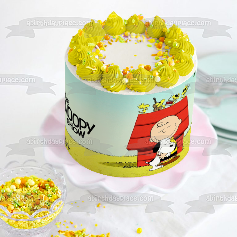 Imagen de decoración comestible para tarta de El show de Snoopy, Charlie Brown, Woodstock, ABPID53874 