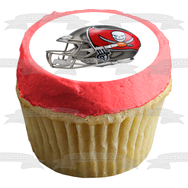 Imagen comestible para tarta con casco de fútbol americano de los Tampa Bay Buccaneers ABPID53614 