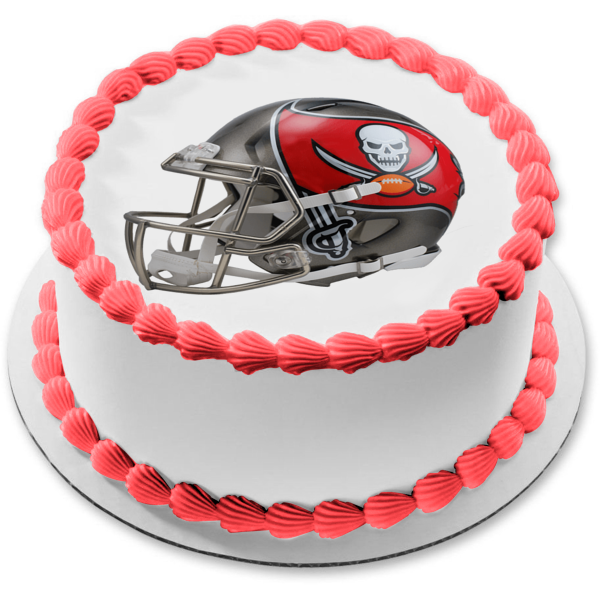 Imagen comestible para tarta con casco de fútbol americano de los Tampa Bay Buccaneers ABPID53614 