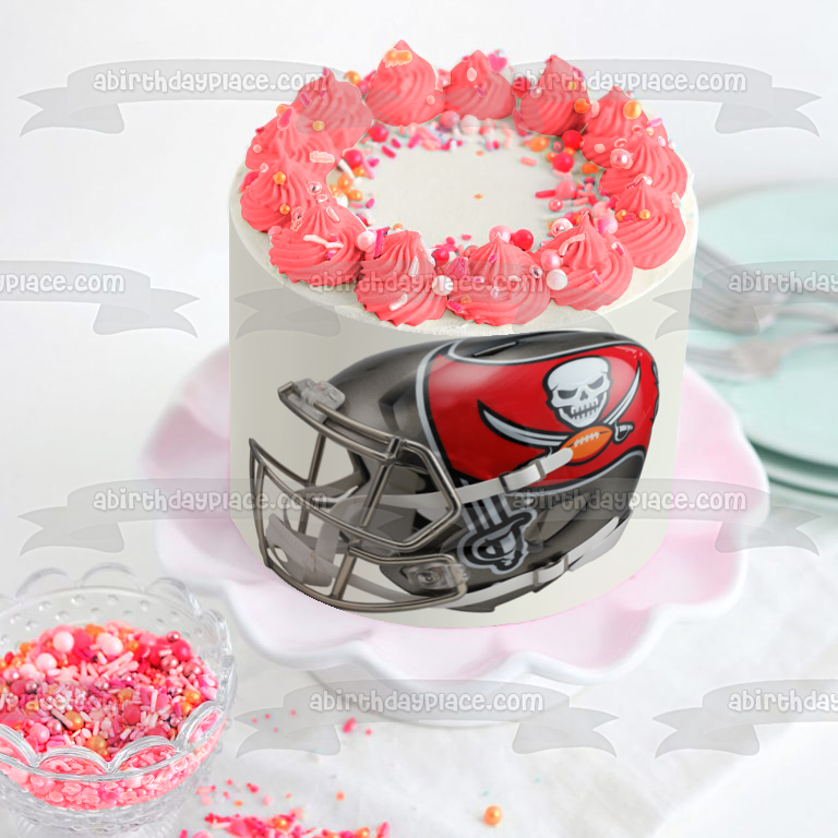 Imagen comestible para tarta con casco de fútbol americano de los Tampa Bay Buccaneers ABPID53614 