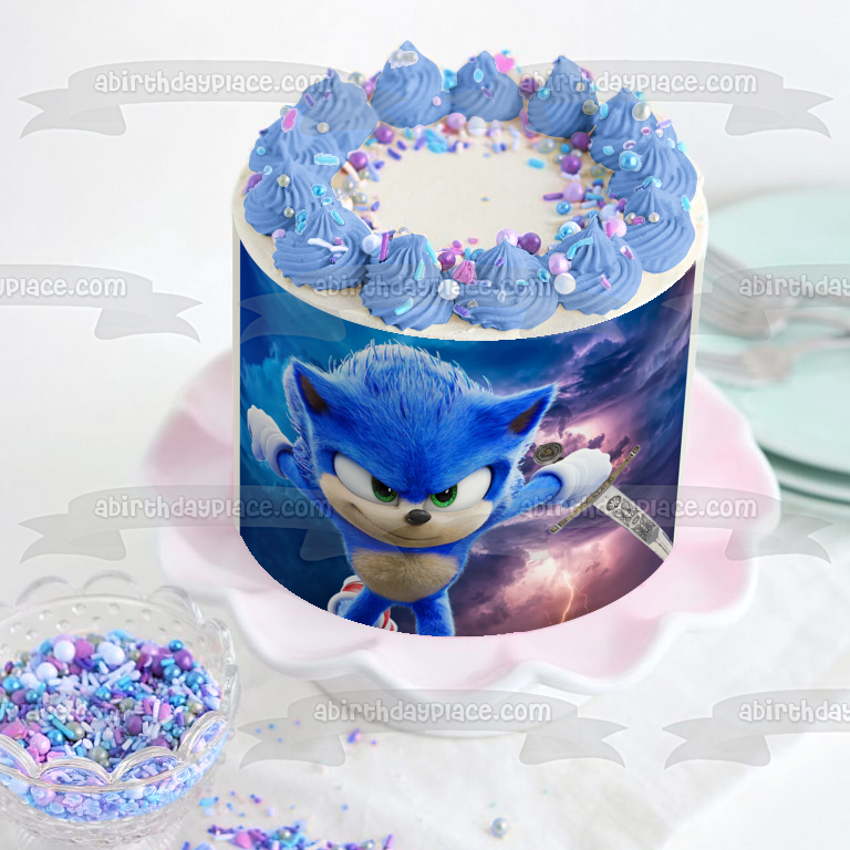 Thunderstorm Sonic with Excalibur Edible Cake Topper Image ABPID53630