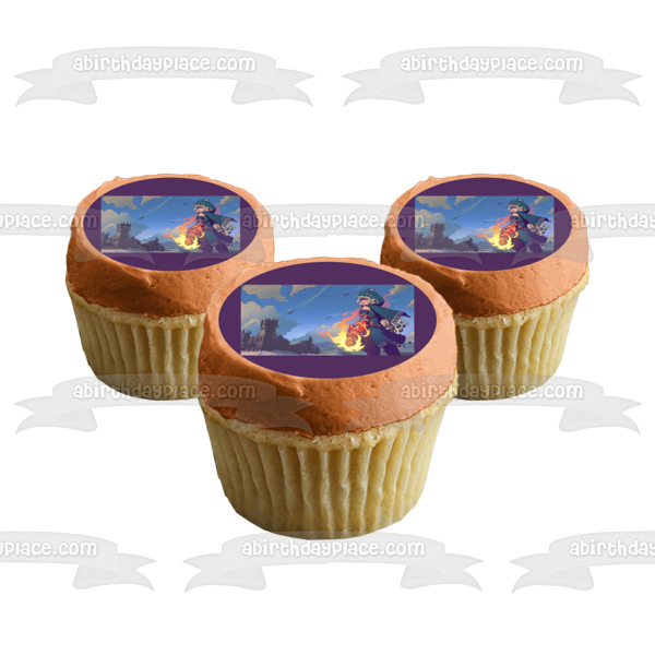 Adorno comestible para tarta con diseño de guantelete de fuego de piel de Spellbreak, imagen ABPID53667 