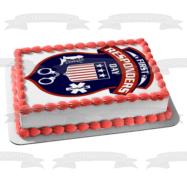 National First Responders Day First Responders Logo Edible Cake Topper Image ABPID54203