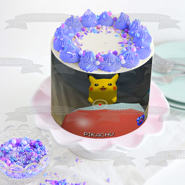 Pokemon Snap Pikachu Poke Ball Edible Cake Topper Image ABPID53957