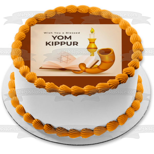 Wish You a Blessed Yom Kippur Star of David Edible Cake Topper Image ABPID54220