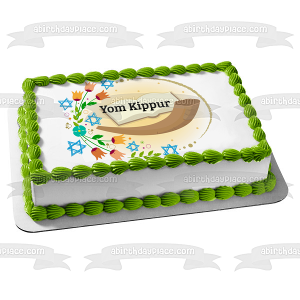 Decoración comestible para tarta con flores de las estrellas de David de Yom Kippur, imagen ABPID54222 