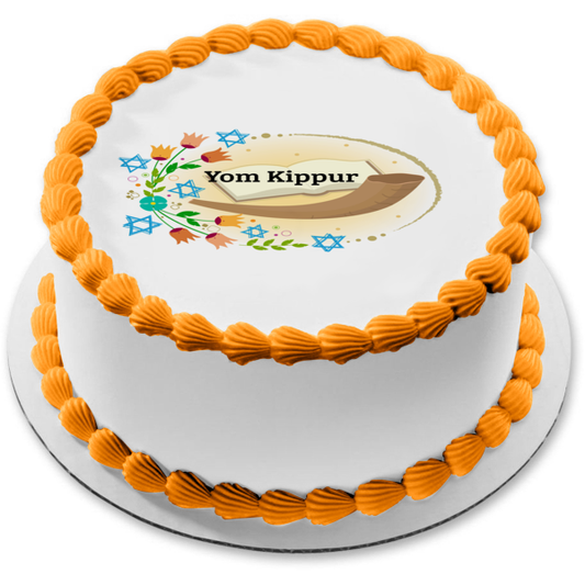 Decoración comestible para tarta con flores de las estrellas de David de Yom Kippur, imagen ABPID54222 