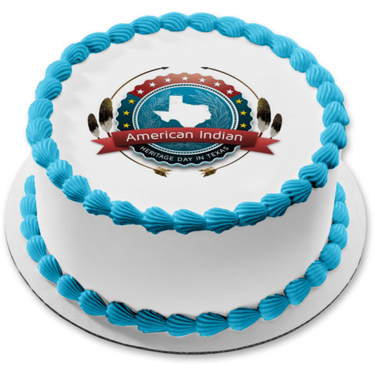 American Indian Heritage Day In Texas Texas State Seal Edible Cake Topper Image ABPID54244