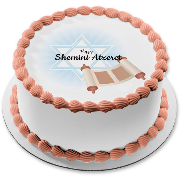 Decoración comestible para tarta con estrella de David, Happy Shemini Atzeret, imagen ABPID54249 