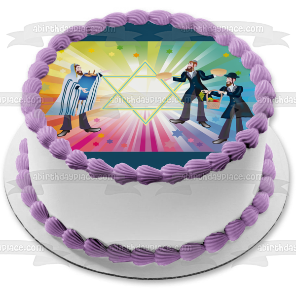 Happy Shemini Atzeret Star of David Edible Cake Topper Image ABPID54250