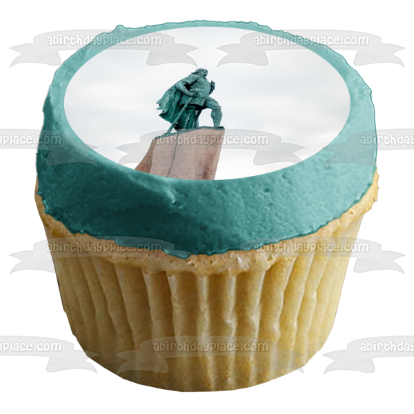 Leif Erikson Day Estatua de Leif Erikson Adorno comestible para tarta Imagen ABPID54262 