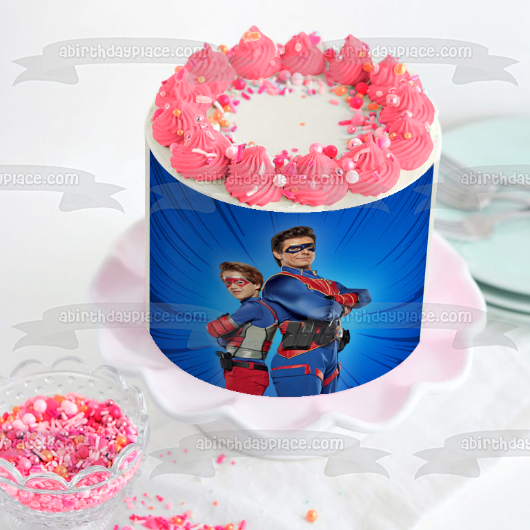 Henry Danger Captain Man Hero Pose Blue Background Edible Cake Topper Image ABPID56526