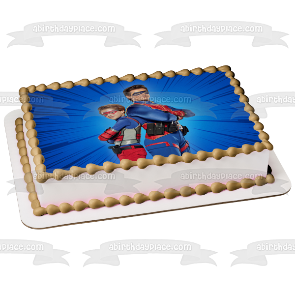 Henry Danger Captain Man Hero Pose Blue Background Edible Cake Topper Image ABPID56526