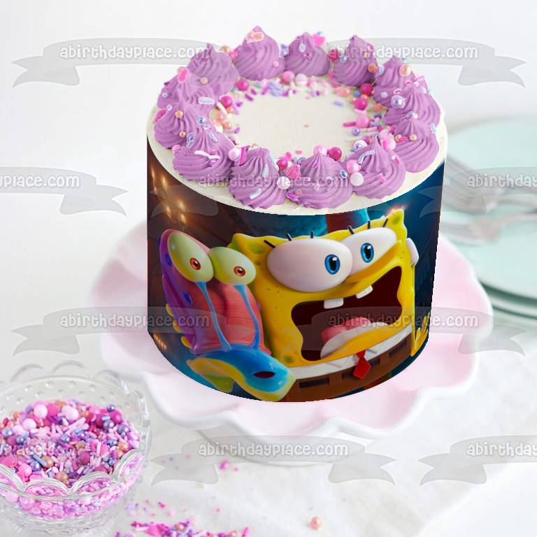 The SpongeBob Movie: Sponge on the Run SpongeBob Gary Edible Cake Topper Image ABPID54006