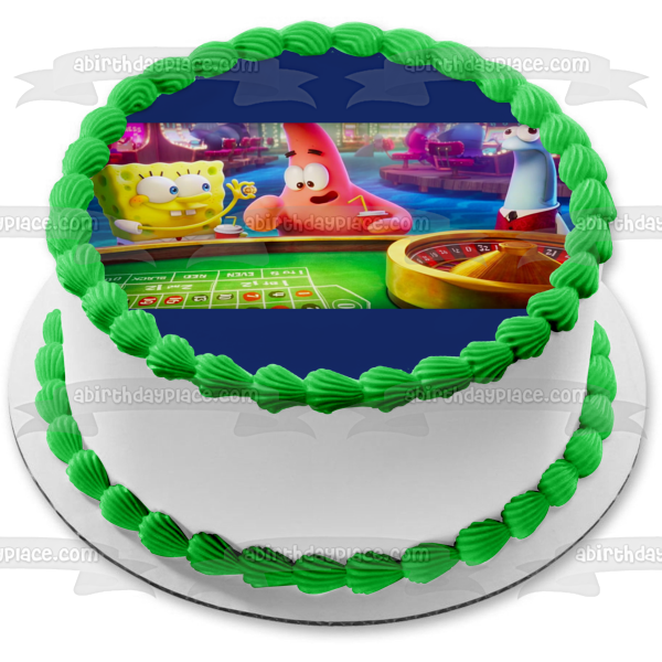 La película Bob Esponja: Esponja a la fuga Bob Esponja y Patricio en el Casino Imagen comestible para decoración de tarta ABPID54008 