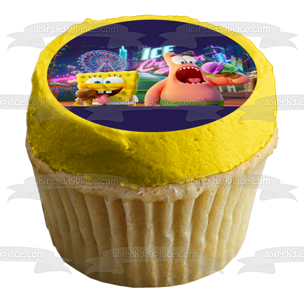 The SpongeBob Movie: Sponge on the Run SpongeBob and Patrick Eating Ice Cream Edible Cake Topper Image ABPID54010