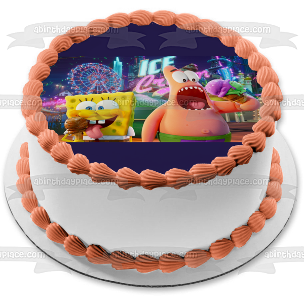 The SpongeBob Movie: Sponge on the Run SpongeBob and Patrick Eating Ice Cream Edible Cake Topper Image ABPID54010