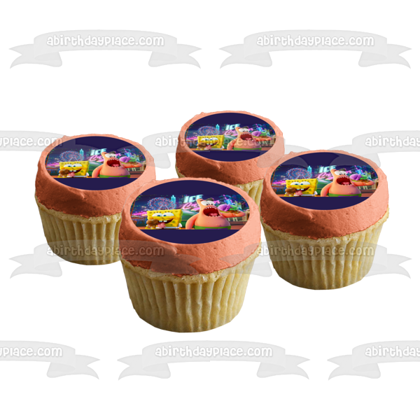 The SpongeBob Movie: Sponge on the Run SpongeBob and Patrick Eating Ice Cream Edible Cake Topper Image ABPID54010