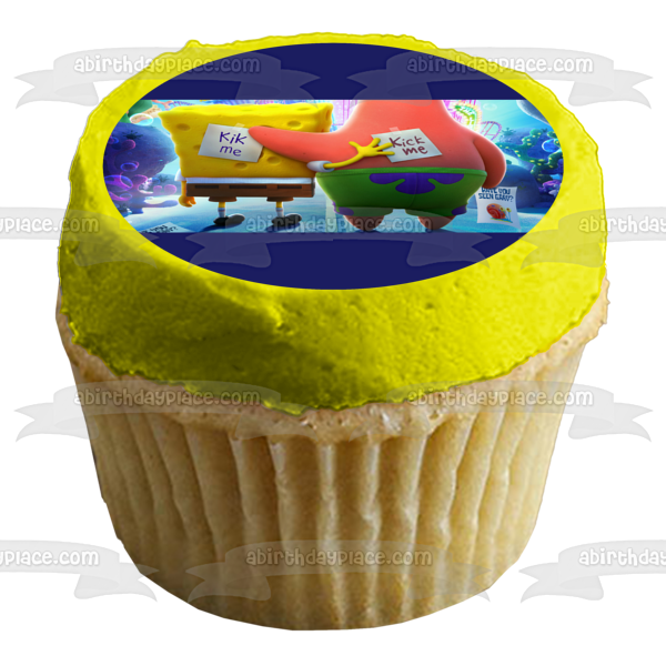 The SpongeBob Movie: Sponge on the Run SpongeBob and Patrick Kick Me Signs Edible Cake Topper Image ABPID54012