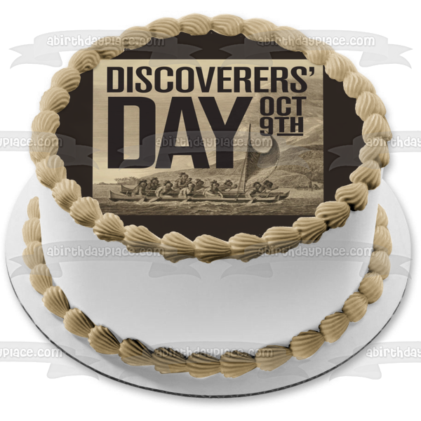 Discoverers' Day October 9th Discoverers' Edible Cake Topper Image ABPID54278