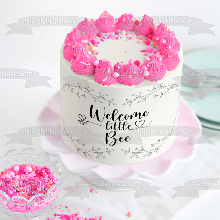 Welcome Little Bee Baby Shower Edible Cake Topper Image Edible Cake Topper Image ABPID54018