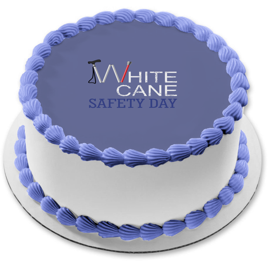 White Cane Safety Day Edible Cake Topper Image ABPID54290