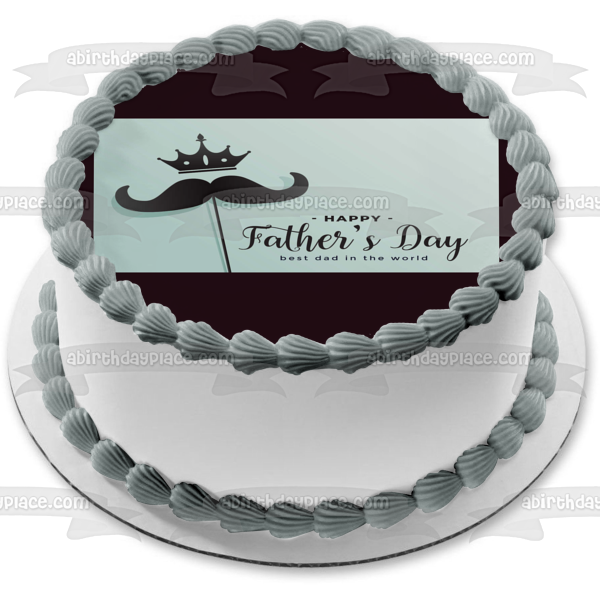 Fathers day moustache best dad Edible Icing Wafer cupcake Topper Decorations