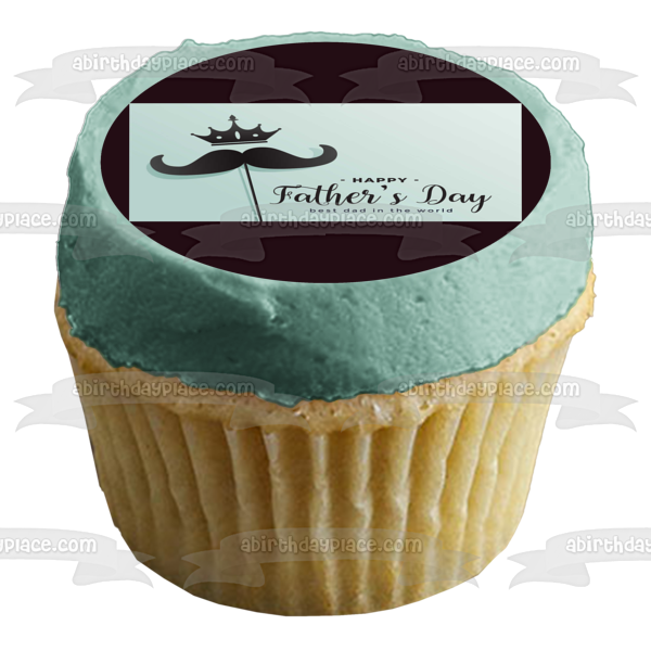 Fathers day moustache best dad Edible Icing Wafer cupcake Topper Decorations