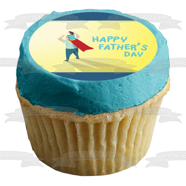 Happy Father's Day Father and Son Super Hero Cape Edible Cake Topper Image ABPID54039