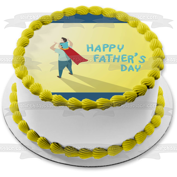 Happy Father's Day Father and Son Super Hero Cape Edible Cake Topper Image ABPID54039