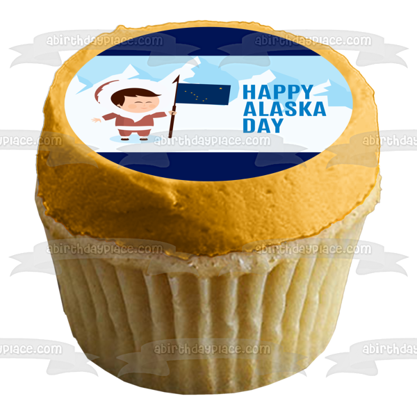 Happy Alaska Day Alaska State Flag Edible Cake Topper Image ABPID54305