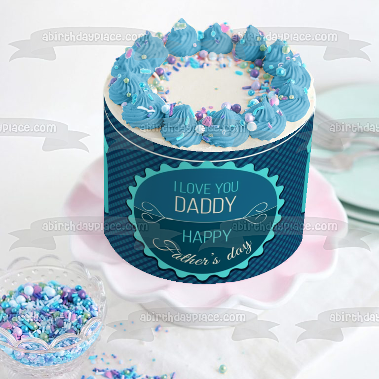 Happy Father's Day Tie and Fishing Pole Edible Cake Topper Image