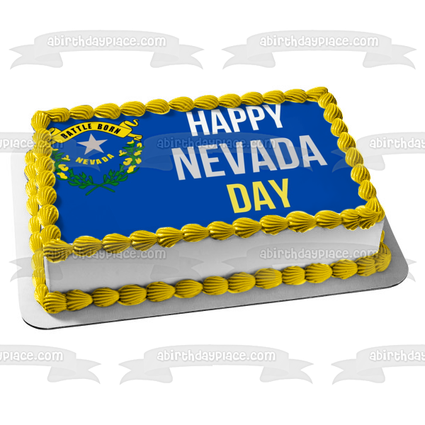 Feliz Día de Nevada Batalla Nacido Sello del Estado de Nevada Imagen comestible para tarta ABPID54310 