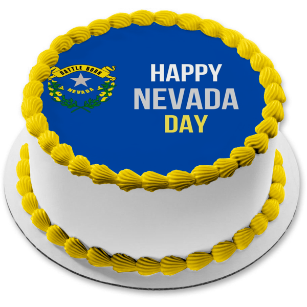 Feliz Día de Nevada Batalla Nacido Sello del Estado de Nevada Imagen comestible para tarta ABPID54310 