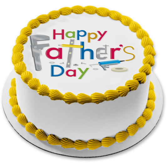 Happy Father's Day Assorted Tools Edible Cake Topper Image ABPID54047