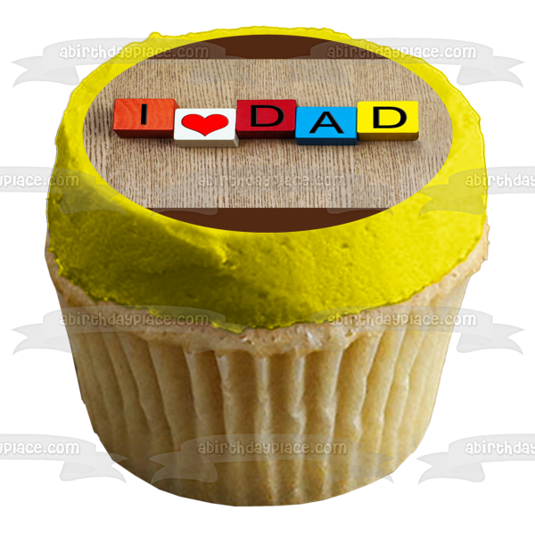 I Love Dad Kid's Blocks Edible Cake Topper Image ABPID54054