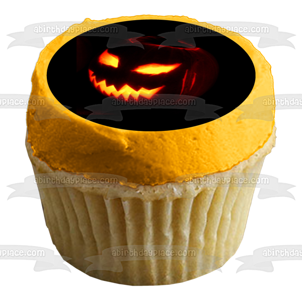 Happy Halloween Scary Pumpkin Edible Cake Topper Image ABPID54318