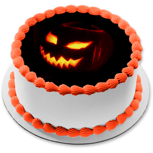 Imagen de decoración comestible para tarta de calabaza aterradora de Feliz Halloween ABPID54318 