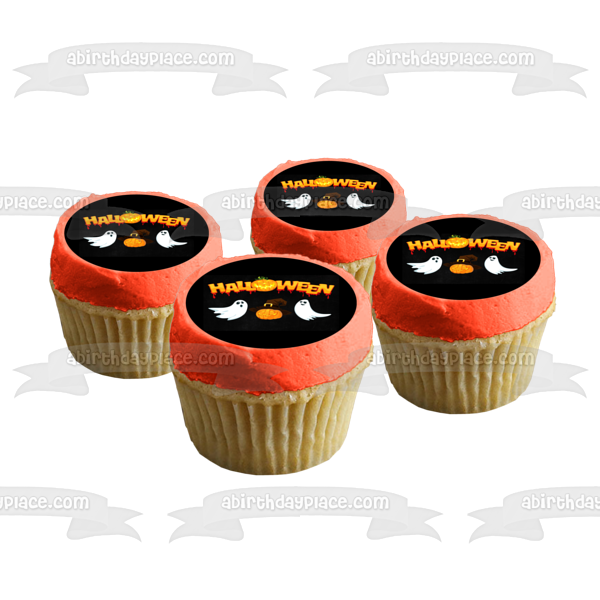 Imagen de decoración comestible para tarta de Halloween Jack-O-Lantern y fantasmas ABPID54321 