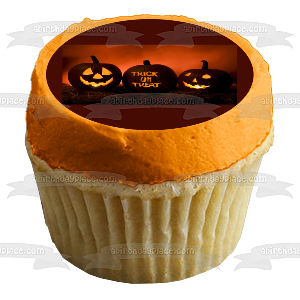 Adorno comestible para tarta con diseño de Jack-O-Lanterns de truco o trato, imagen ABPID54323 