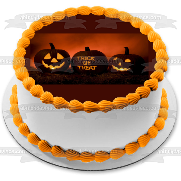 Adorno comestible para tarta con diseño de Jack-O-Lanterns de truco o trato, imagen ABPID54323 