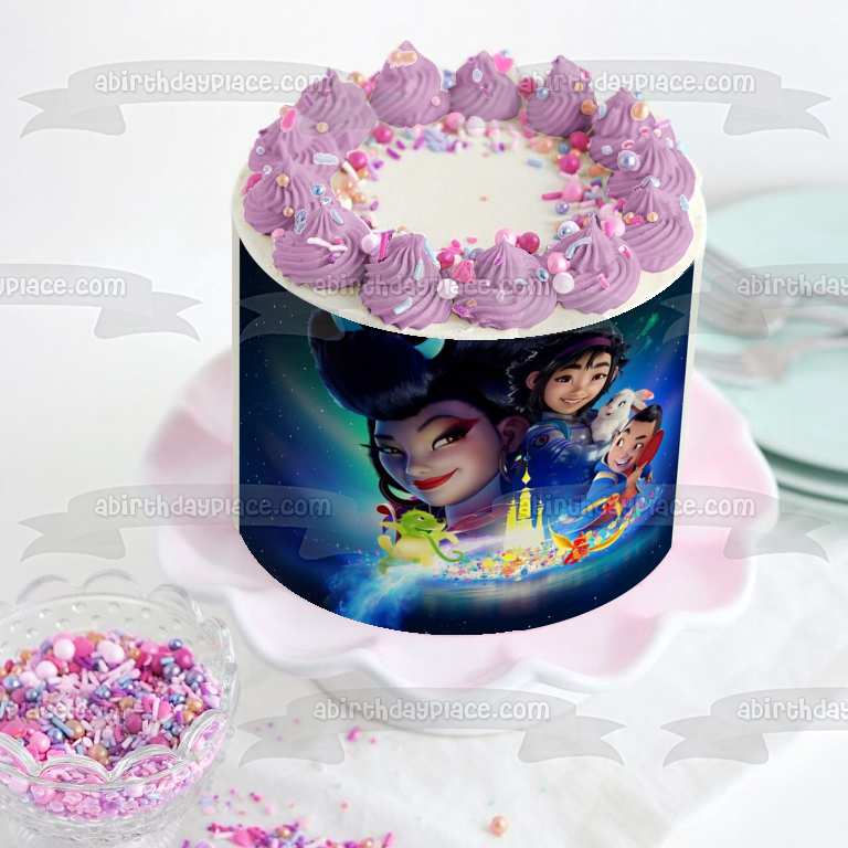 Over the Moon Mas Alla De La Luna Fei Fei Chang'e Jade Rabbit Gobi Chin Croak Edible Cake Topper Image ABPID56515