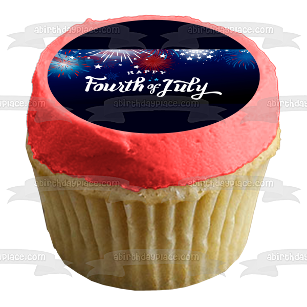 Happy Fourth of July Independence Day Fireworks Edible Cake Topper Image ABPID54069