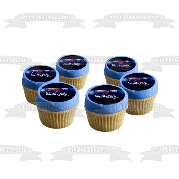 Happy Fourth of July Independence Day Fireworks Edible Cake Topper Image ABPID54069