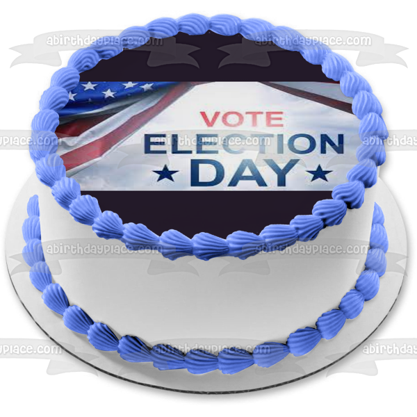 Election Day Vote American Flag Edible Cake Topper Image ABPID54336