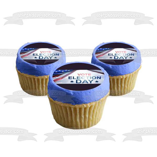 Election Day Vote American Flag Edible Cake Topper Image ABPID54336