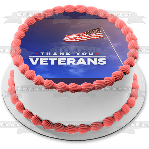 Gracias, veteranos, bandera estadounidense, decoración comestible para tarta, imagen ABPID54348 